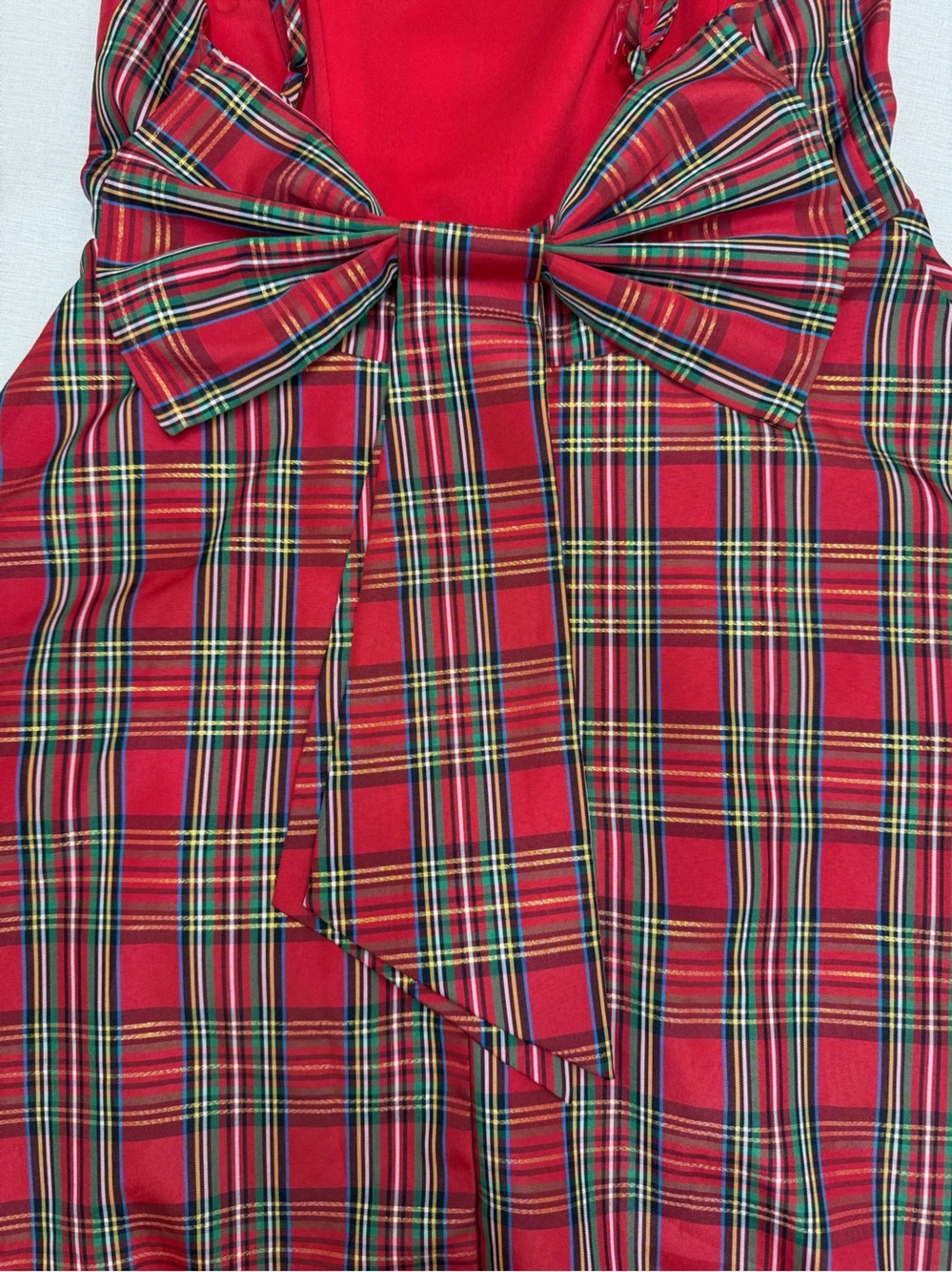 Altar’d State Red Plaid Bow Back Holiday Fit & Flare Dress Small EUC - Picture 6 of 9